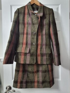 Sonia Rykiel Brown Red Purple Plaid Blazer